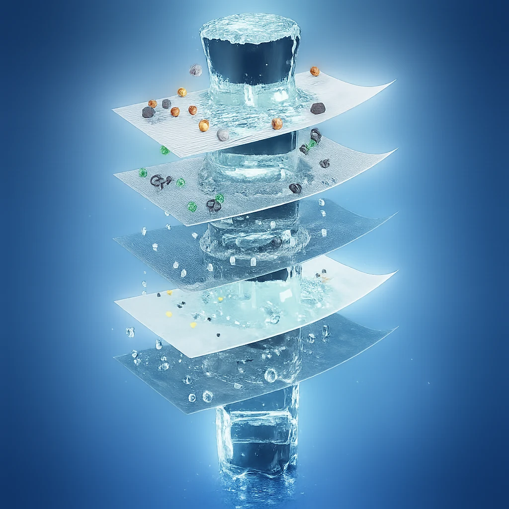 Cutaway illustration of the Velta multi-stage filtration path